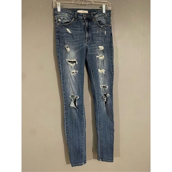 KanCan Light Wash Distressed Skinny Jeans Size 27/7 - Picture 1 of 6